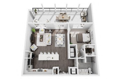 Floor plan for 1 bed, 1 bath, 925 sqft
